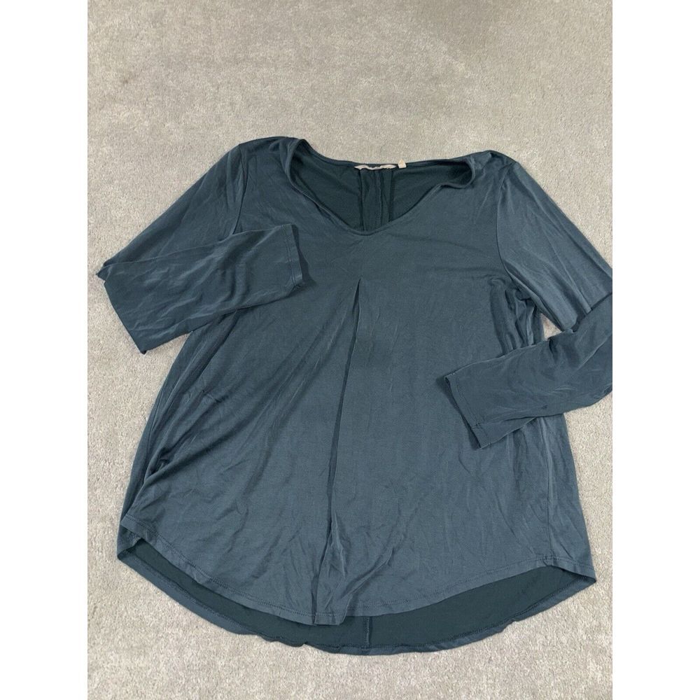 soft surroundings teal modal flowy long sleeve shirt - Picture 2 of 8